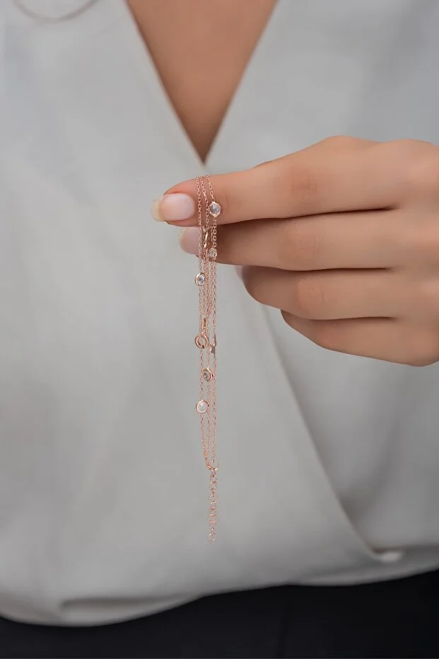 925 Ayar Gümüş 3 Sıra Zirkon Taşlı Kelebek Bileklik